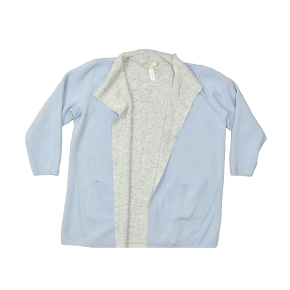 LOFT Women's Blue Gray Reversible Open Cardigan Plus Size 16/18 Viscose Blend - Picture 1 of 8